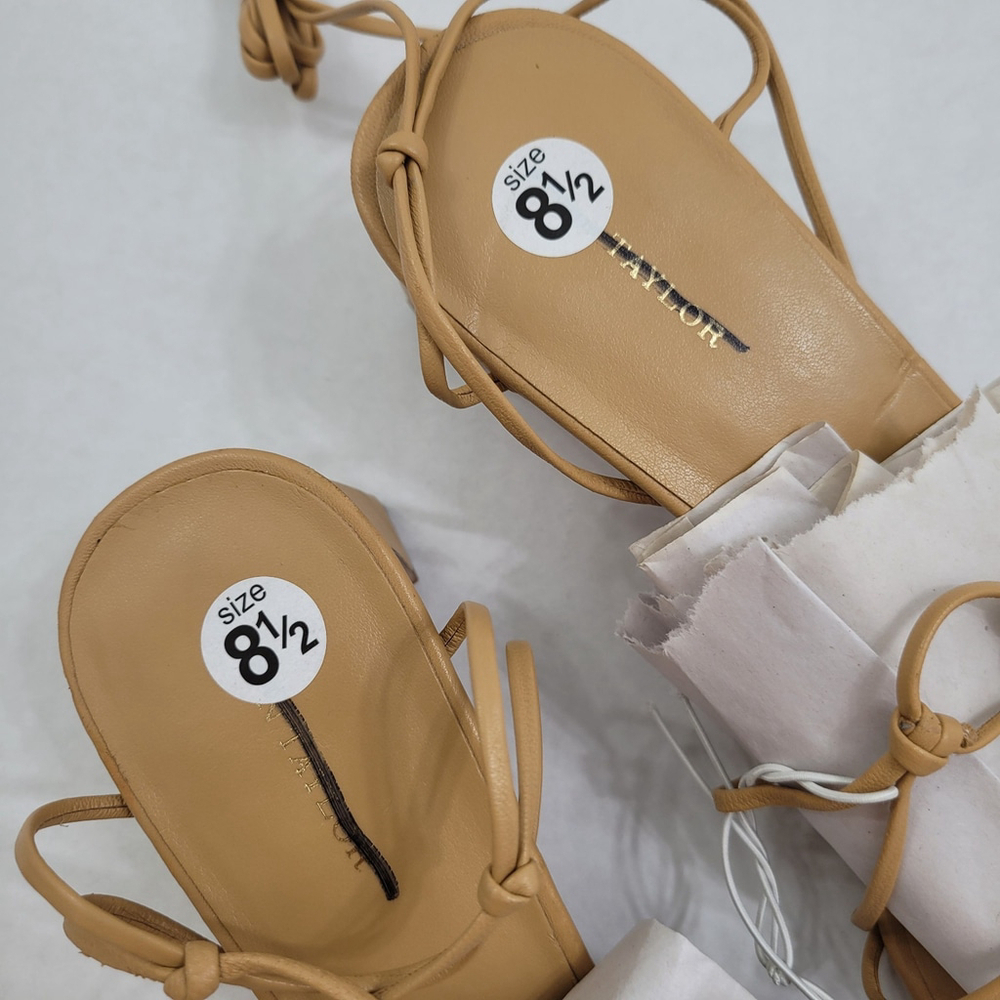 NWOT Ann Taylor Women's Knotted Leather Strappy Sandals Beige Size 8.5 - Picture 6 of 13